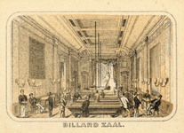 710795 Chromolitho van de Billard Zaal van het Haagsche Koffijhuis, eigenaar A.A. van de Bilt, Café Restaurant, Plein ...